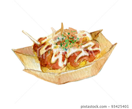 食物水彩插圖章魚燒 93425401