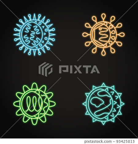 Neon virus icons collection in line style 93425813