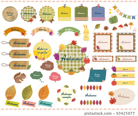 Autumn watercolor frame/headline/tag/ribbon/speech balloon set Autumn watercolor frame/headline/tag/ribbon/speech balloon set 93425977