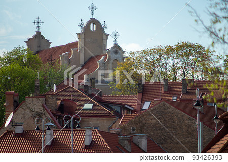 The medieval church on one of the streets of Vilnius. The medieval church on one of the streets of Vilnius. 93426393