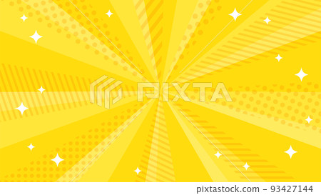 帶有條紋、圓點和閃光的時尚黃色集中線條 93427144