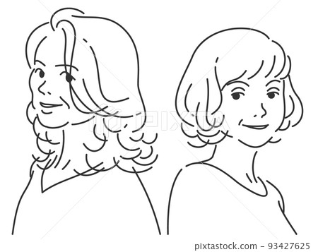 Bride and mother-in-law's parent and child 3 | Line drawing with transparent background 93427625