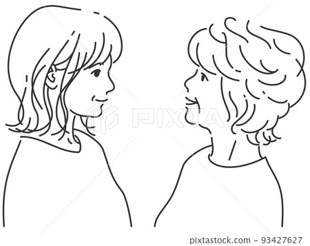 Bride and mother-in-law's parent and child 2 | Line drawing with transparent background 93427627