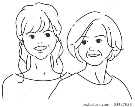 Bride and mother-in-law's parent and child 1 | Line drawing with transparent background 93427628