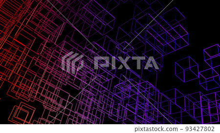 3d data abstract background. Technology digital blue grid lines on black backdrop. Cyber, science, network concept.  93427802