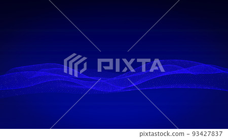 3d data abstract background. Technology digital blue wave lines on black backdrop. Cyber, science, network concept.  93427837