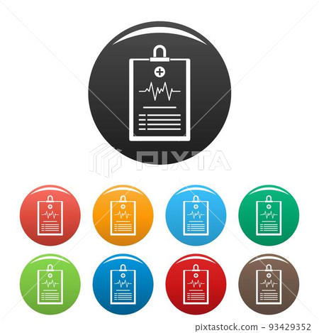 Cardiogram on tablet icons set color vector 93429352