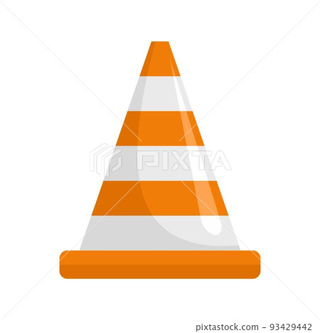 Attention cone icon, flat style Attention cone icon, flat style 93429442