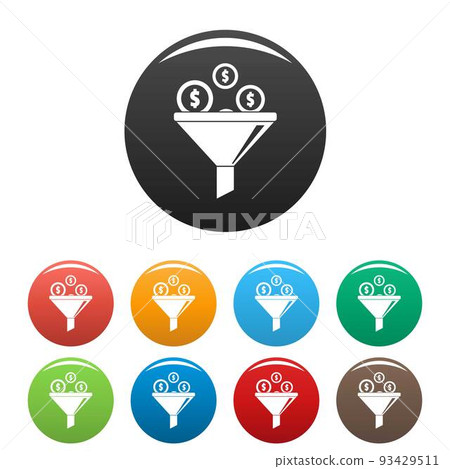 Investment icons set color vector 93429511