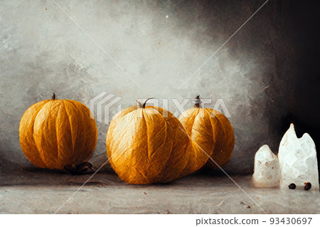 Pumpkin ghost Halloween holiday abstract background by digital painting. Pumpkin ghost Halloween holiday abstract background by digital painting. 93430697