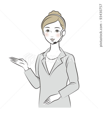 電話女士插畫素材矢量呼叫中心耳機麥克風 93430757