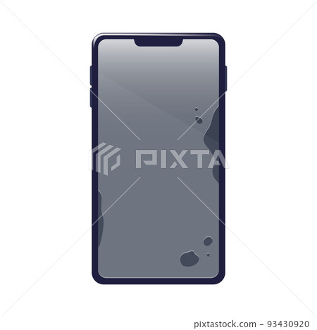 Illustration of a smartphone with air bubbles in the screen protective film 93430920