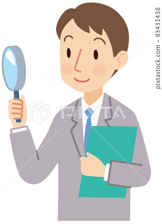 調查放大鏡研究調查的商人 93431438