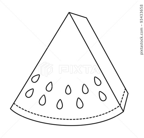 Line art vegan food icon. Watermelon triangle slice 93433658