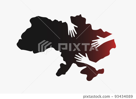 War in Ukraine banner, infographics for news. Palms of hands on the Ukraine territory. Russian Federation aggression against the Ukrainian nation. Vector illustration War in Ukraine banner, infographics for news. Palms of hands on the Ukraine territory. Russian Federation aggression against the Ukrainian nation. Vector illustration 93434089