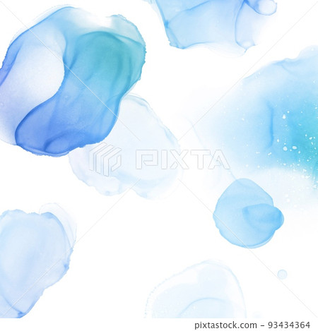 春夏/白底酒精水墨藝術）肥皂泡狀圖案/淺藍色漸變正方形 93434364
