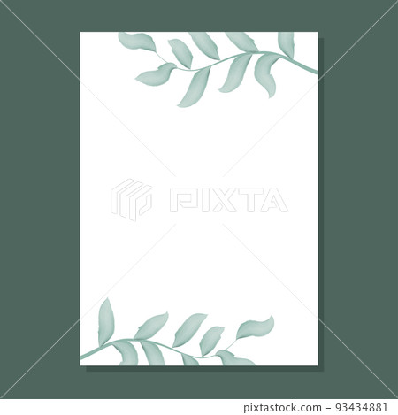 Rectangular rustic frame with watercolor greenery vector illustration 93434881