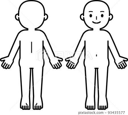 一個變形的裸體人物的前後線圖 93435577