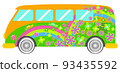Illustration of a wrapping bus with a floral pattern 93435592