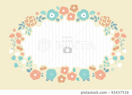 Photo Frame Earth Color Flower Wreath 93437516