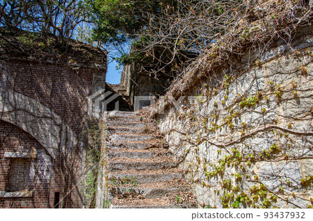 Stairs of Okunoshima's central battery ruins, Tadanoumi-cho, Takehara City, Hiroshima Prefecture 93437932
