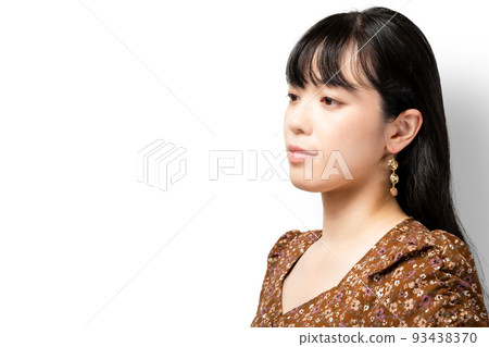 Woman portrait on white background 93438370