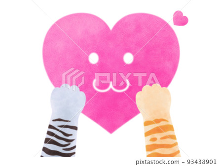 Smile heart and cat's hand Smile heart and cat's hand 93438901
