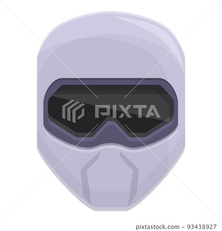 White biker helmet icon cartoon vector. Moto safety. Front part 93438927