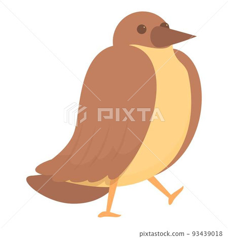 Walking sparrow icon cartoon vector. Flight house. Side passer 93439018