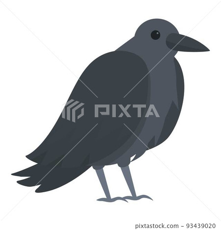 Raven bird icon cartoon vector. Crow death. Art feather Raven bird icon cartoon vector. Crow death. Art feather 93439020