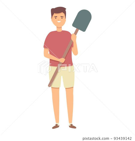 Boy take shovel icon cartoon vector. Garden kid. Park nature 93439142