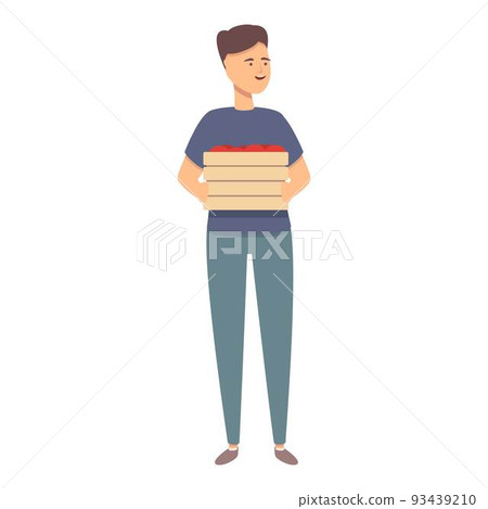 Boy with fruit box icon cartoon vector. Tree agriculture. Nature plant 93439210