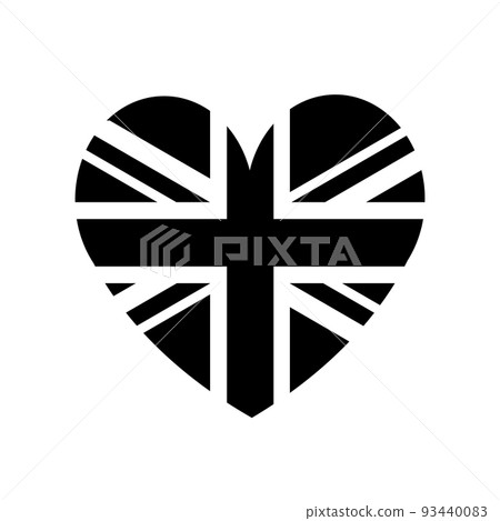 Vector flat heart shaped black Great Britain flag 93440083