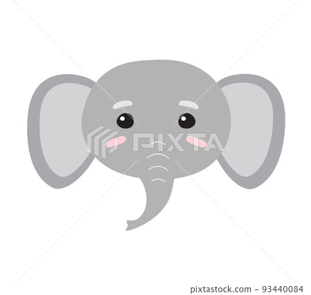 Vector flat hand drawn elephant face head Vector flat hand drawn elephant face head 93440084