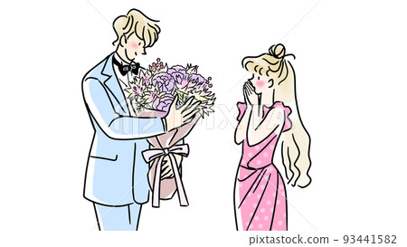 Men who present a bouquet 93441582