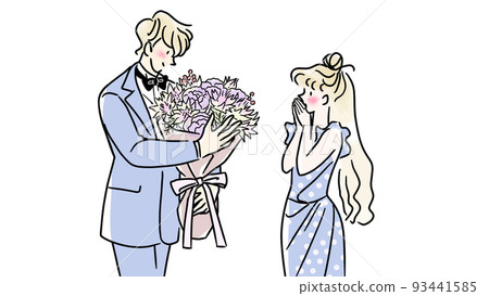 Men who present a bouquet 93441585