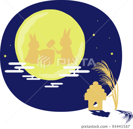 Moon viewing Kasumi cloud and rabbit with shadow Moon viewing Kasumi cloud and rabbit with shadow 93441587