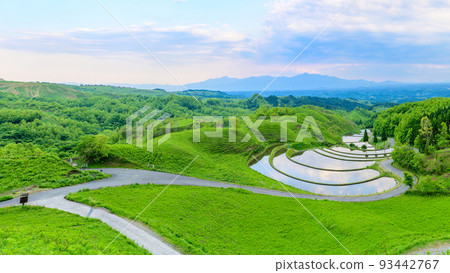 與大自然美麗的草原風光完美融合“小木梯田”的背景是富士山。 與大自然美麗的草原風光完美融合“小木梯田”的背景是富士山。 93442767