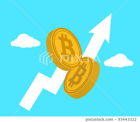 An advertising banner with the image of two gold volumetric coins of the digital virtual cryptocurrency bitcoin. Vector eps 10 93443322