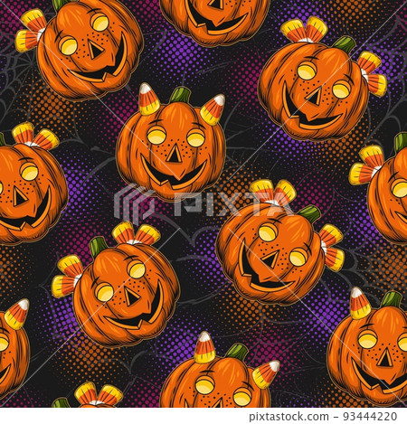 Pattern with candy corn, pumpkins like kids Pattern with candy corn, pumpkins like kids 93444220