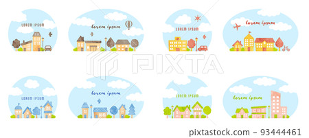 Mini illustration set of rustic house with grunge touch 93444461