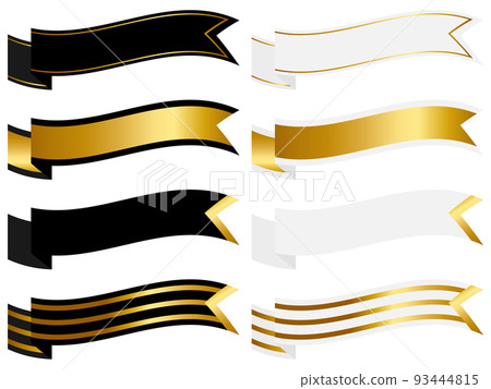 Luxury flag ribbon decoration set black & white 93444815