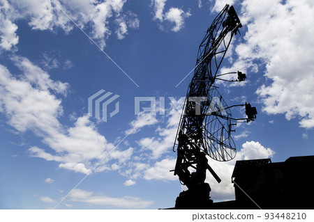 Air defense radars of military mobile anti aircraft systems, modern army industry on background beautiful clouds and sky, Russia Air defense radars of military mobile anti aircraft systems, modern army industry on background beautiful clouds and sky, Russia 93448210