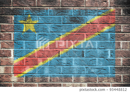 Democratic Republic of Congo flag on a brick wall background 93448812