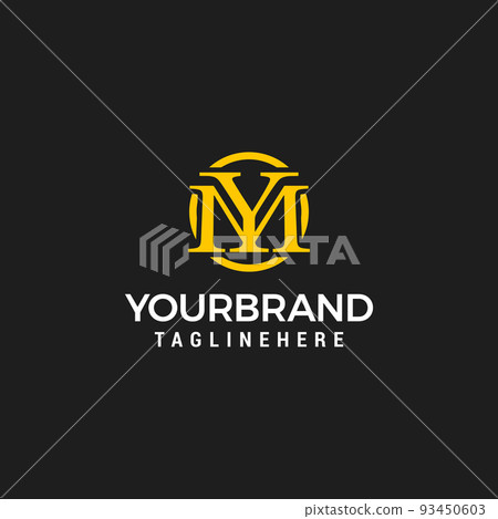 initial letter logo YM MY Y inside M rounded uppercase logo luxury and elegant company 93450603
