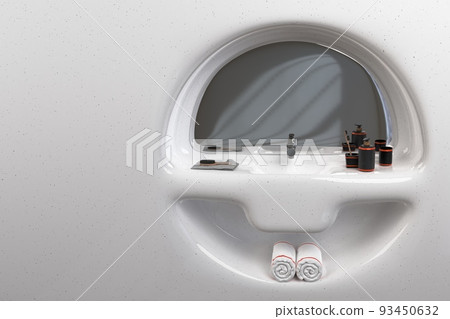 round marble washbasin with mirror 93450632