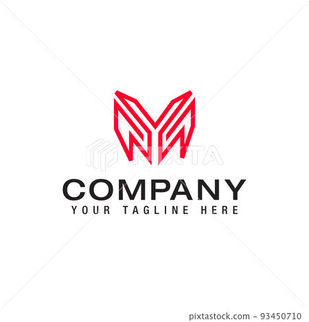 creative minimalist letter YM MY Logo Line Design Template Vector 93450710