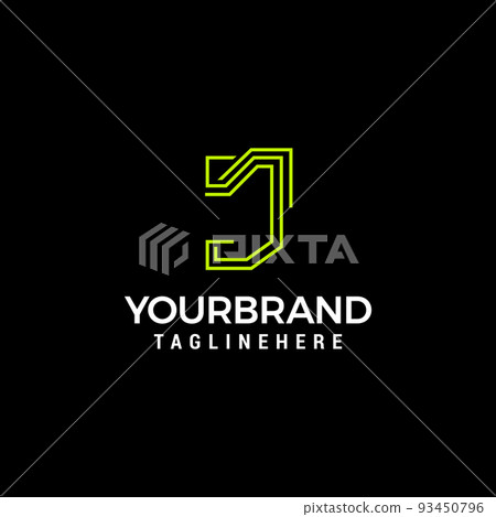 letter J tech logo with gradient blue color good for technology company vector template 93450796