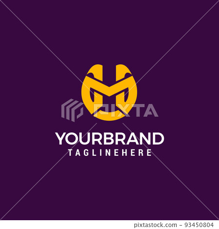 Initial Letter MH logo design template vector 93450804