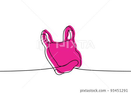 Waste bag one line colored continuous drawing. Plastic bag continuous one line colorful illustration. Vector minimalist linear illustration. 93451291